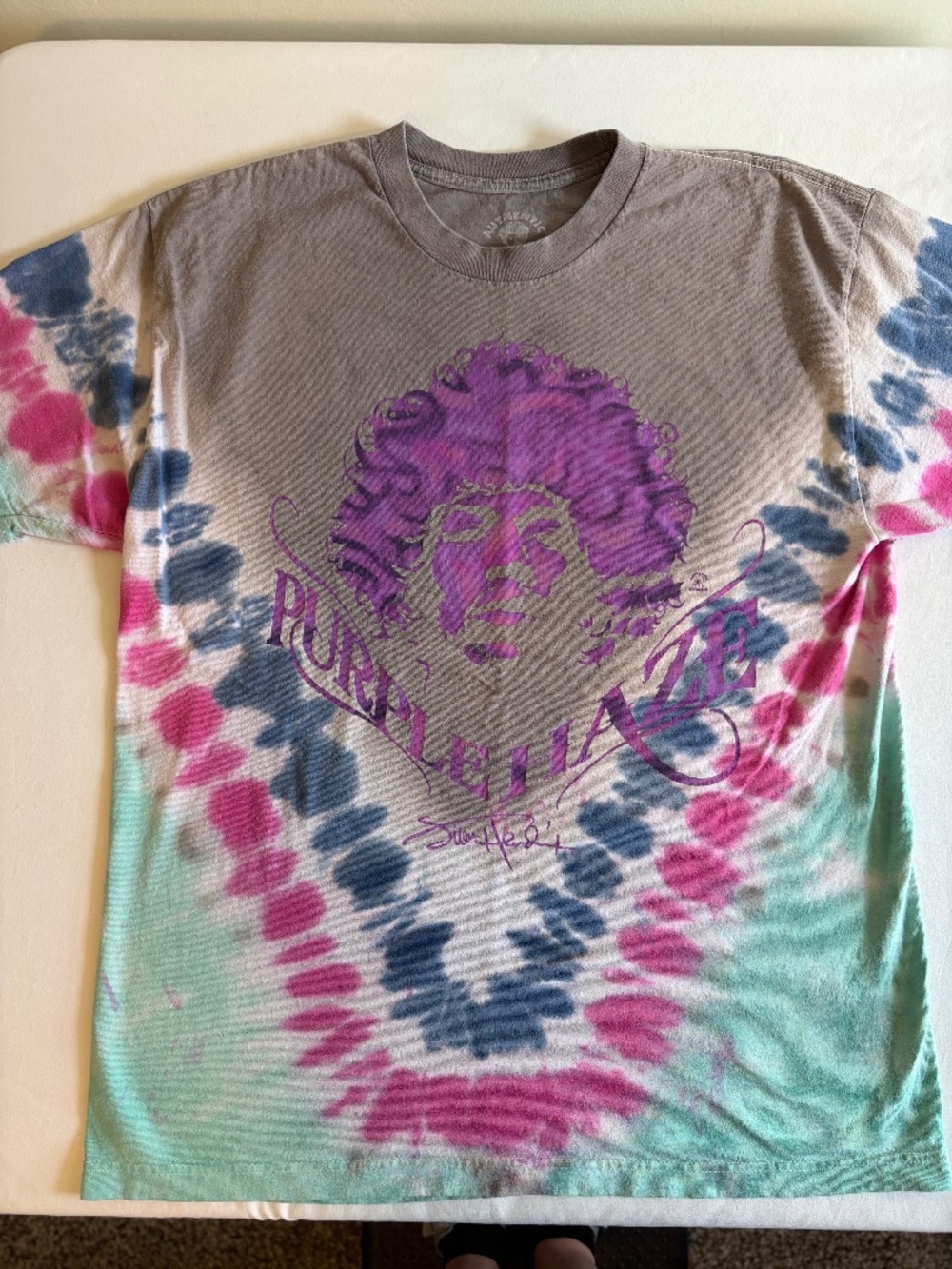 Jimi Hendrix Purple Haze Tie Dye Graphic T-Shirt Men's L Authentic Hendrix